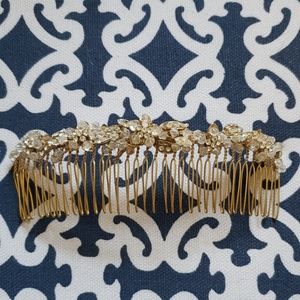Gold and White Crystal Hair Comb Accessory
